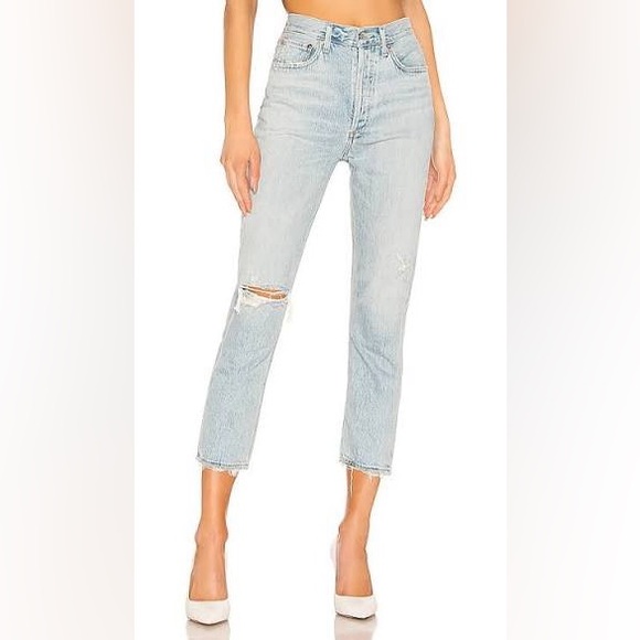 AGOLDE | Riley High Rise Straight Crop Jeans Distressed - Picture 5 of 5